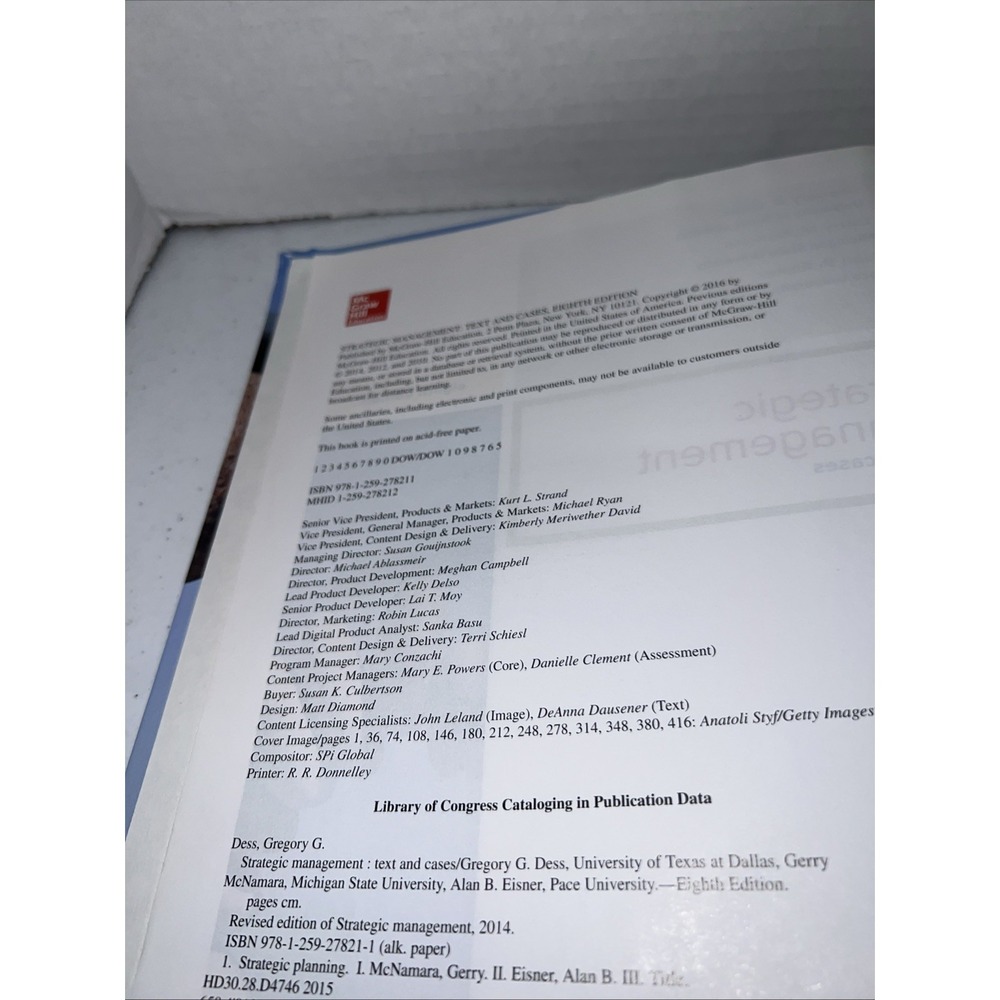 Strategic Management : Text And Cases , 8Th Edition - Hardcover Textbook - Picture 3 of 9
